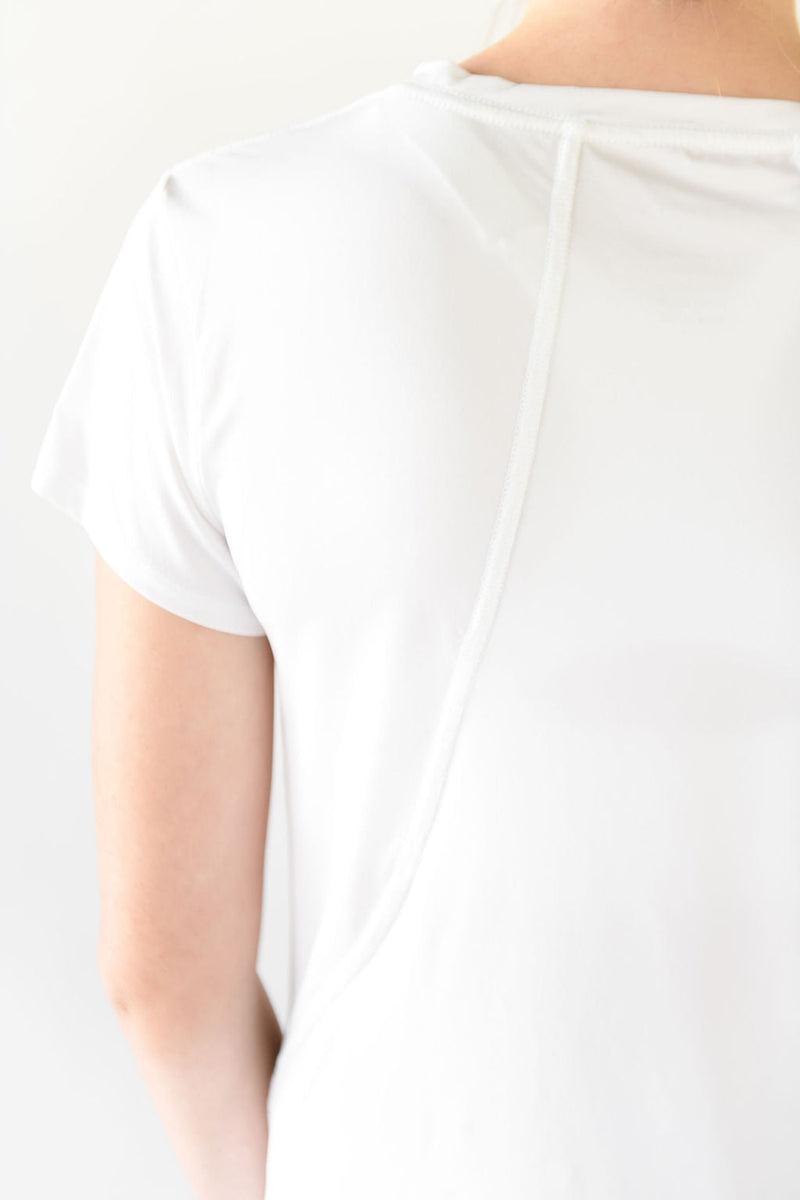 Donna V-Neck Ruched Cloud Tee - White