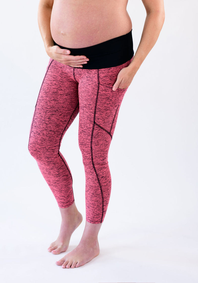 Janey Over-Belly Ultra Soft 7/8 Legging - Peppered Pink