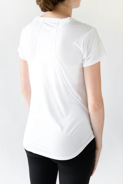 Donna V-Neck Ruched Cloud Tee - White