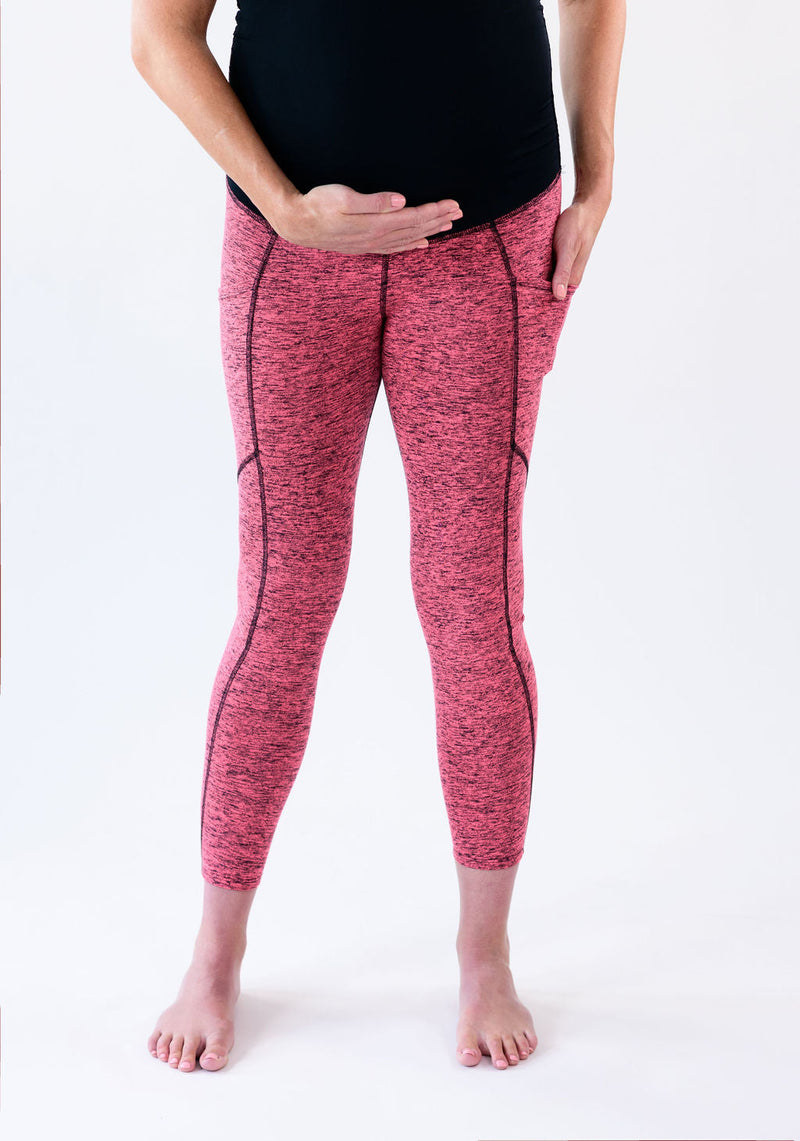 Janey Over-Belly Ultra Soft 7/8 Legging - Peppered Pink